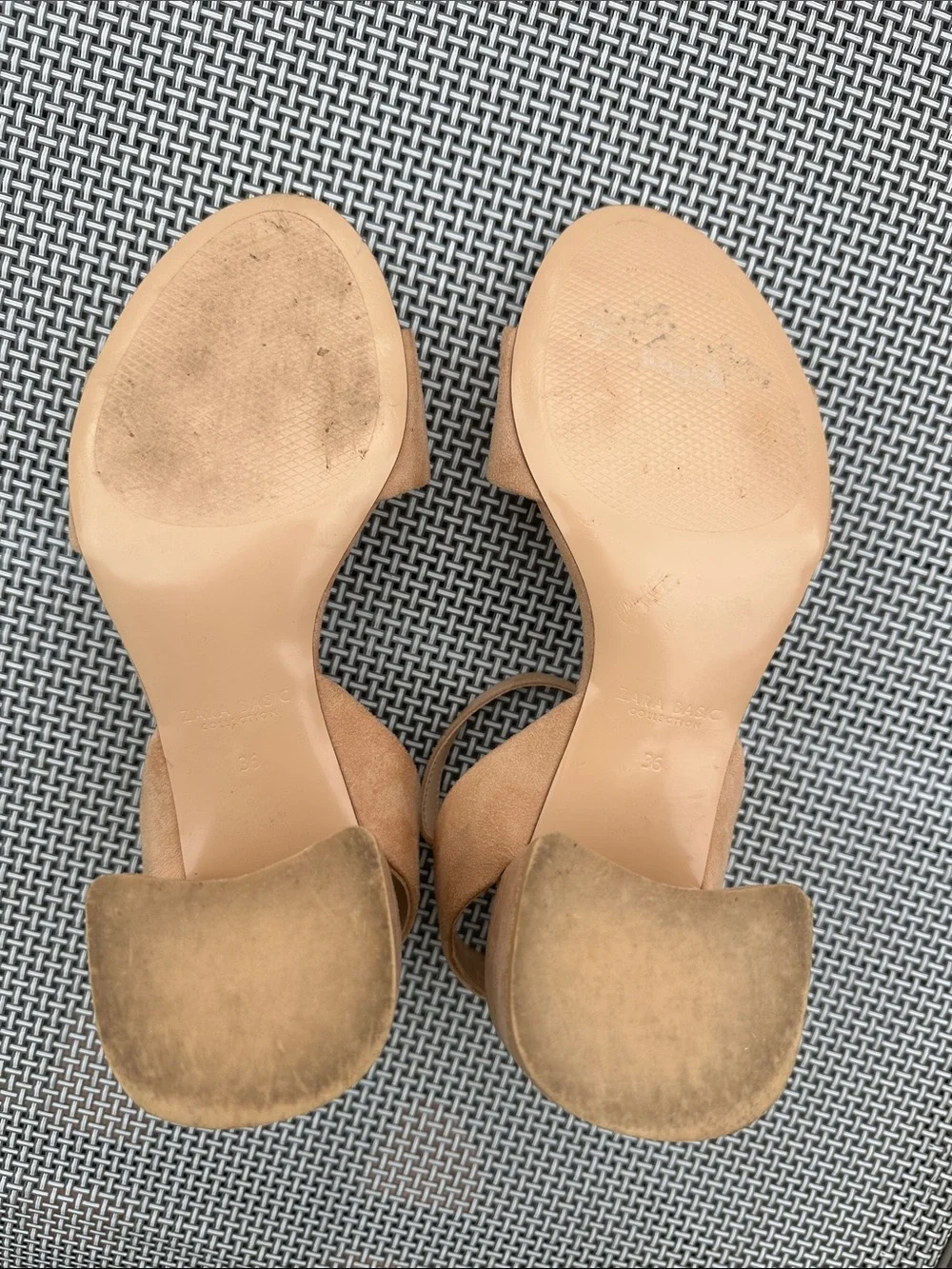 Zara Beige Block Heel Sandals with Ankle Strap - Picture 7 of 9